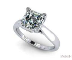 Exquisite 1.50ct asscher lucita solitaire silver cz engagement ring