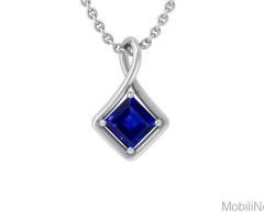 14K WHITE GOLD SAPPHIRE TWISTED PENDANT