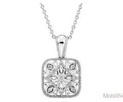 STERLING SILVER .05 CTW NATURAL DIAMOND FILIGREE NECKLACE