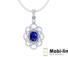 NATURAL CUSHION BLUE SAPPHIRE PENDANT