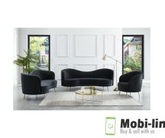 BLACK VELVET 3-PIECE LIVING ROOM SECTIONALS SET | AZILURE